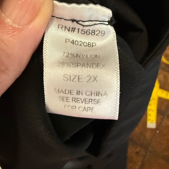 White Birch Black Leggings with Faux Leather Trim, Size 2X - Picture 5 of 8